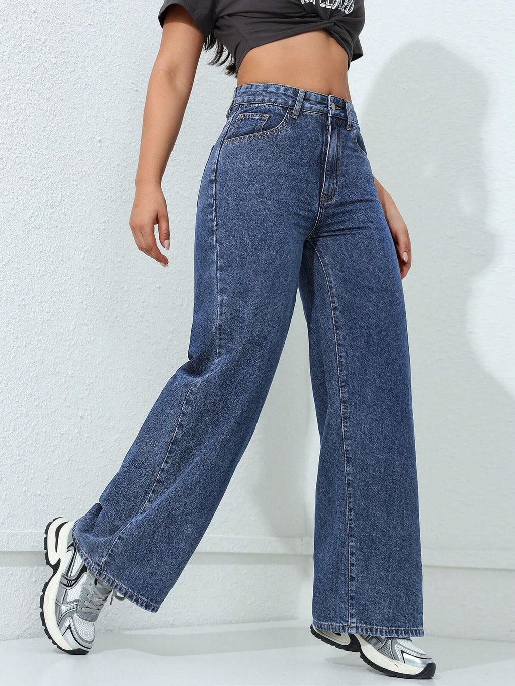 Women's Wide-Leg Straight Jeans – High Waist Tummy Control BBL Denim