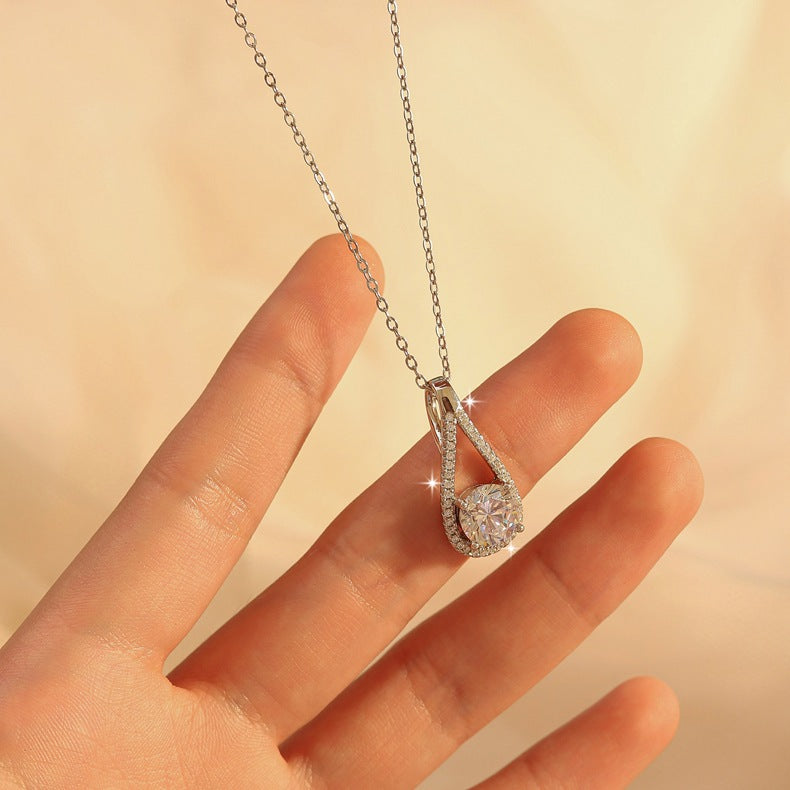 S925 Sterling Silver Moissanite Necklace – 1-Carat Diamond-Like Pendant with Certificate
