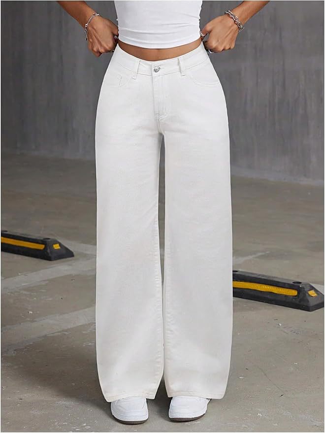 Women's High-Waist Bow Embroidered Straight Leg Jeans – Feminine Trendy Denim