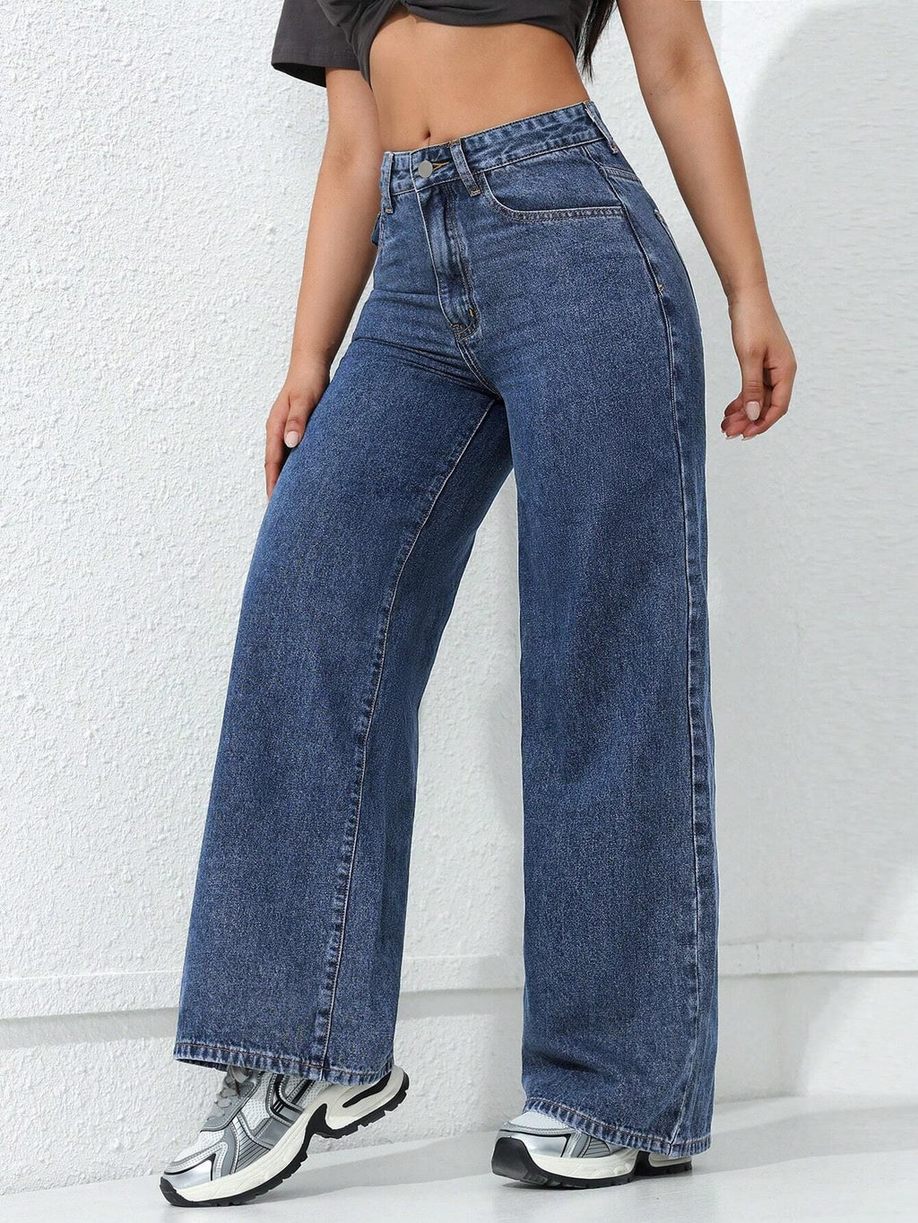 Women's Wide-Leg Straight Jeans – High Waist Tummy Control BBL Denim