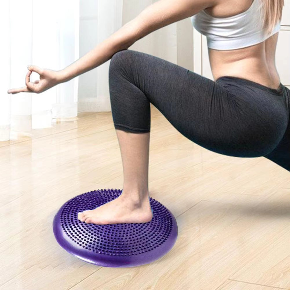 PVC Yoga Balance Pad with Pump – Anti-Burst Balance & Massage Mat for Home Workouts