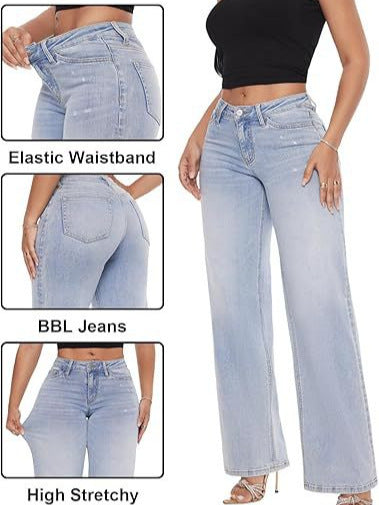 Women's Slim Fit Hip-Lifting Denim Pants – Curve-Enhancing BBL Jeans