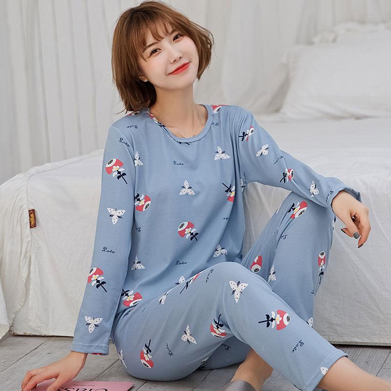 Women's Cute Long-Sleeve Pajama Set – Soft Printed Sleepwear, Sizes S–XXL, Perfect Gift