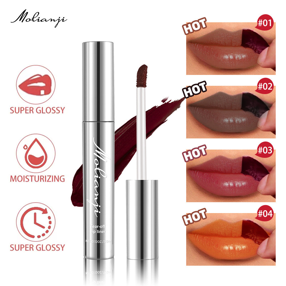 Waterproof Peel-Off Moisturizing Lip Liner – Long-Lasting, 4 Shades, Smudge-Proof
