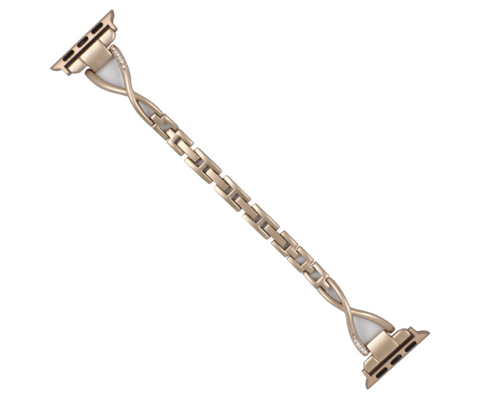 Diamond-Studded X-Type Stainless Steel Apple Watch Band – Luxury Style, Multiple Sizes