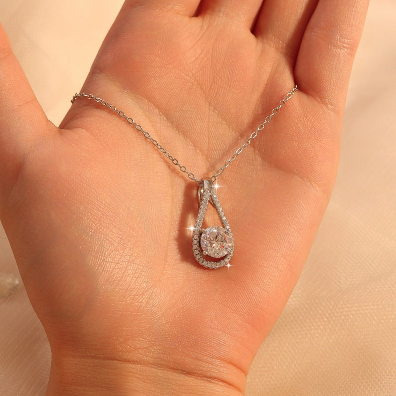 S925 Sterling Silver Moissanite Necklace – 1-Carat Diamond-Like Pendant with Certificate