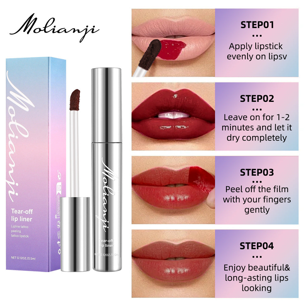 Waterproof Peel-Off Moisturizing Lip Liner – Long-Lasting, 4 Shades, Smudge-Proof