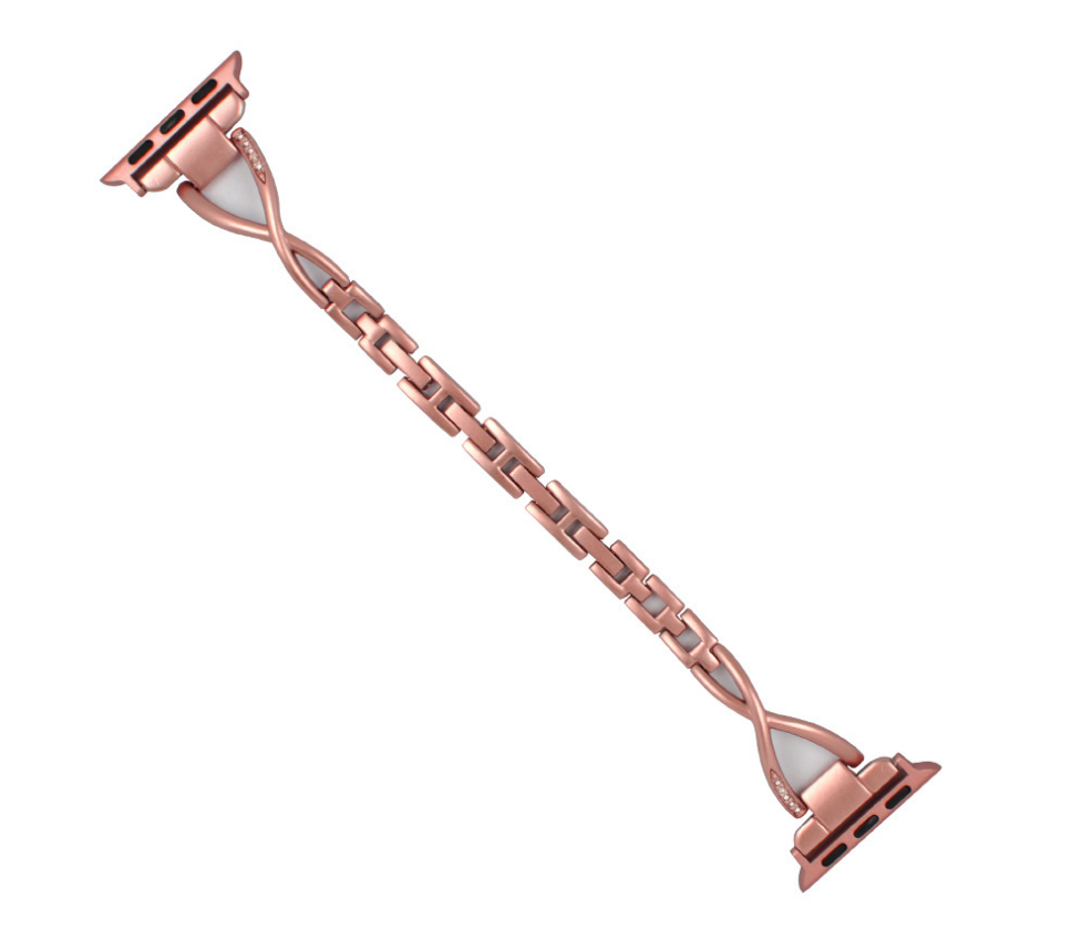 Diamond-Studded X-Type Stainless Steel Apple Watch Band – Luxury Style, Multiple Sizes