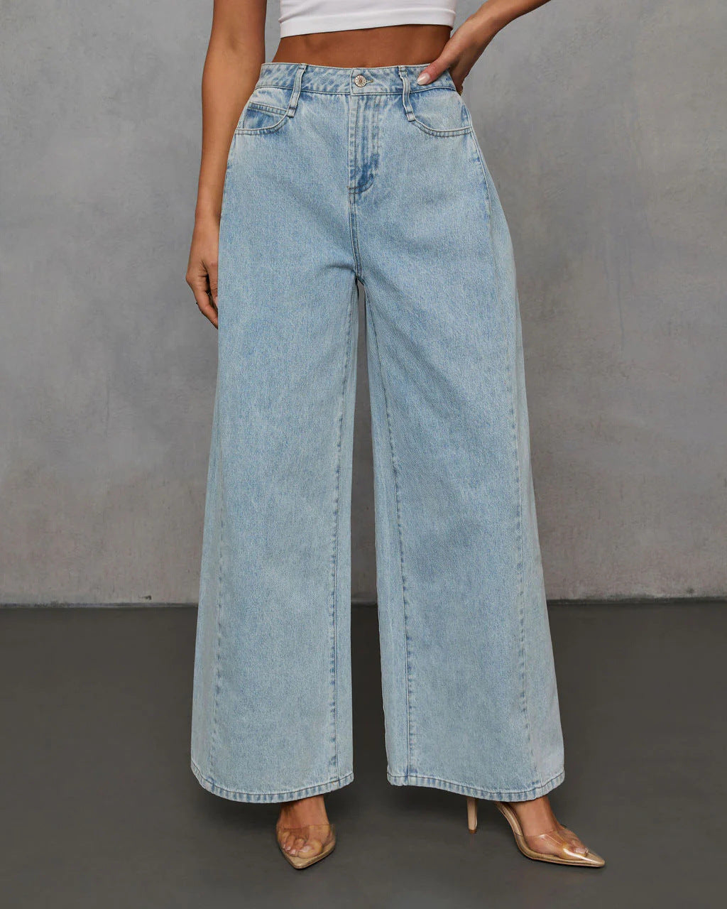 Women's Loose-Fit Denim Jacket & Wide-Leg Pants Set – Vintage Matching Two-Piece