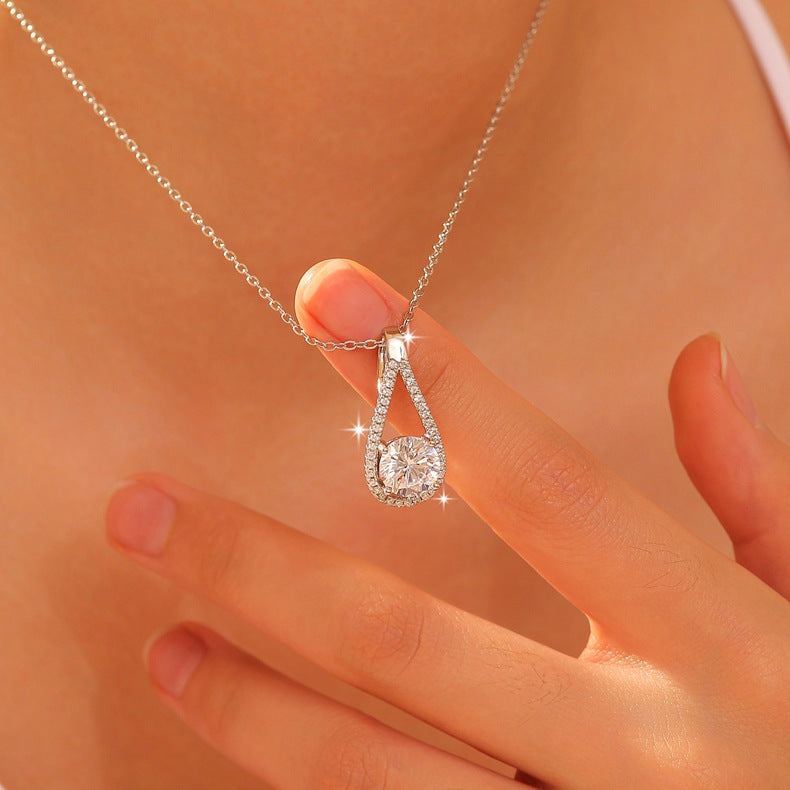 S925 Sterling Silver Moissanite Necklace – 1-Carat Diamond-Like Pendant with Certificate