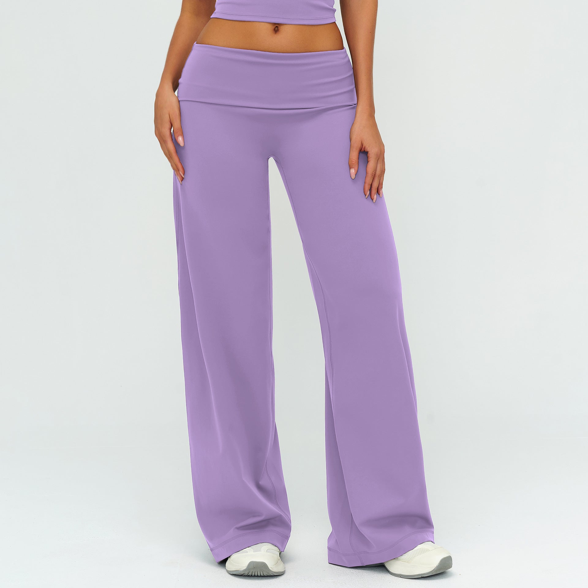 Women's Brushed Fleece Sport Pants – Fold-Over Waistband Yoga & Gym Leggings