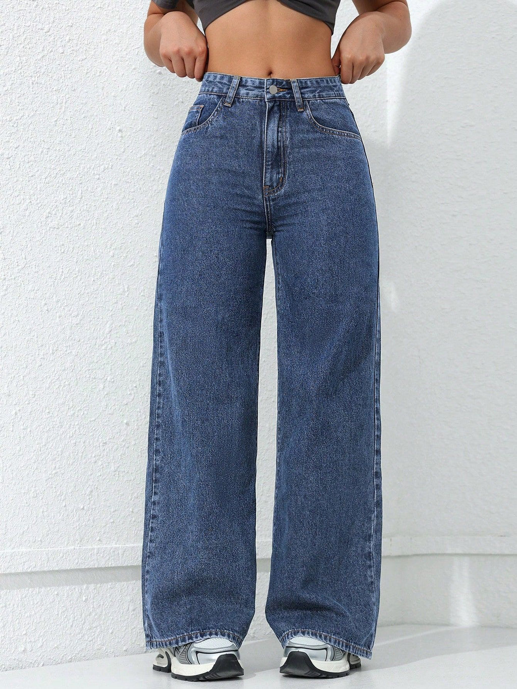 Women's Wide-Leg Straight Jeans – High Waist Tummy Control BBL Denim