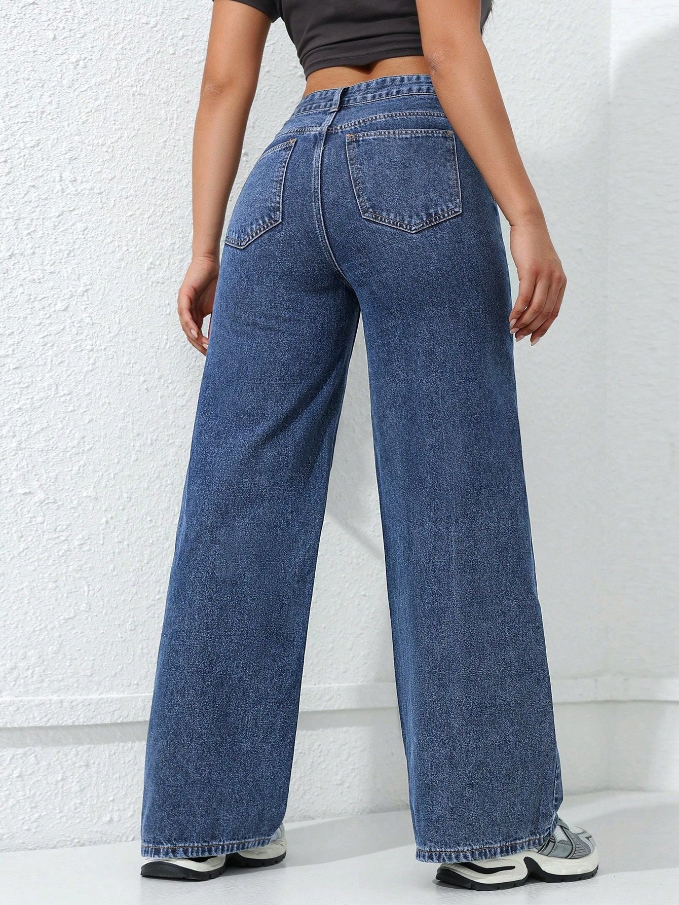 Women's Wide-Leg Straight Jeans – High Waist Tummy Control BBL Denim