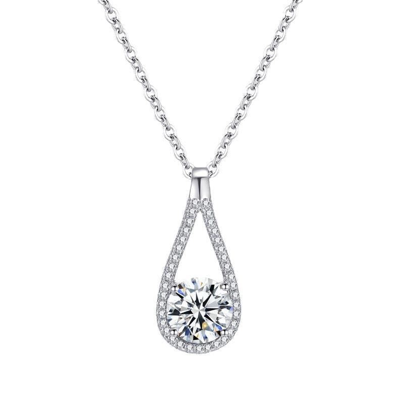 S925 Sterling Silver Moissanite Necklace – 1-Carat Diamond-Like Pendant with Certificate