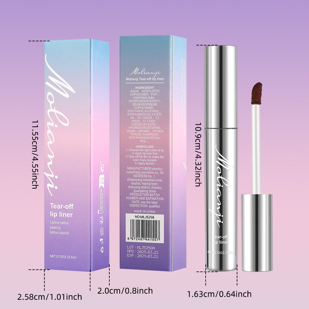 Waterproof Peel-Off Moisturizing Lip Liner – Long-Lasting, 4 Shades, Smudge-Proof