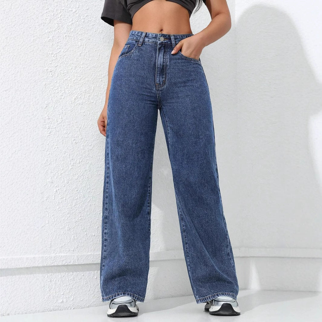 Women's Wide-Leg Straight Jeans – High Waist Tummy Control BBL Denim