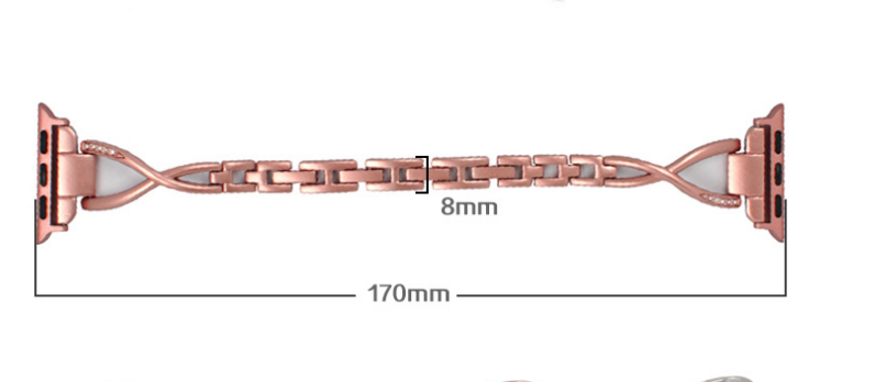 Diamond-Studded X-Type Stainless Steel Apple Watch Band – Luxury Style, Multiple Sizes