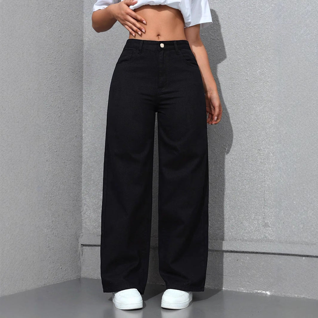 Women's Wide-Leg Straight Jeans – High Waist Tummy Control BBL Denim
