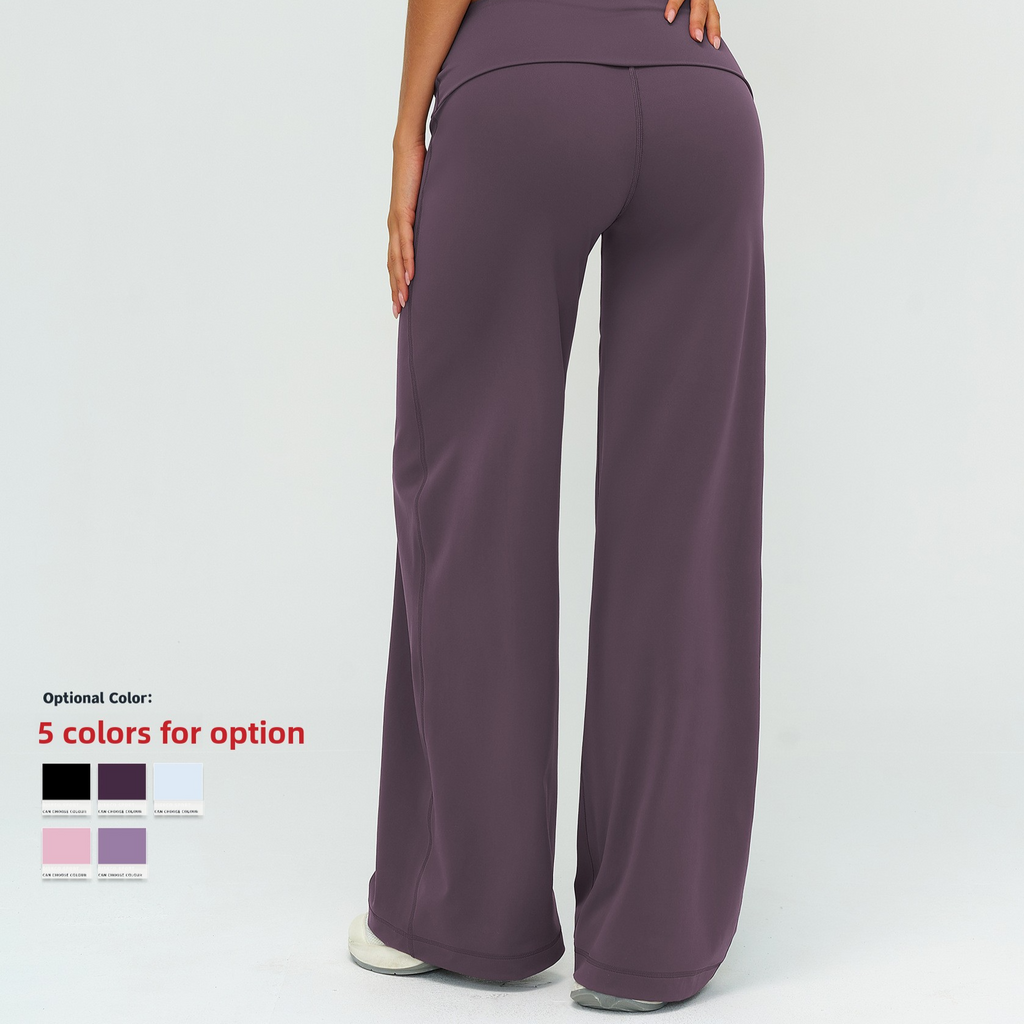 Women's Brushed Fleece Sport Pants – Fold-Over Waistband Yoga & Gym Leggings