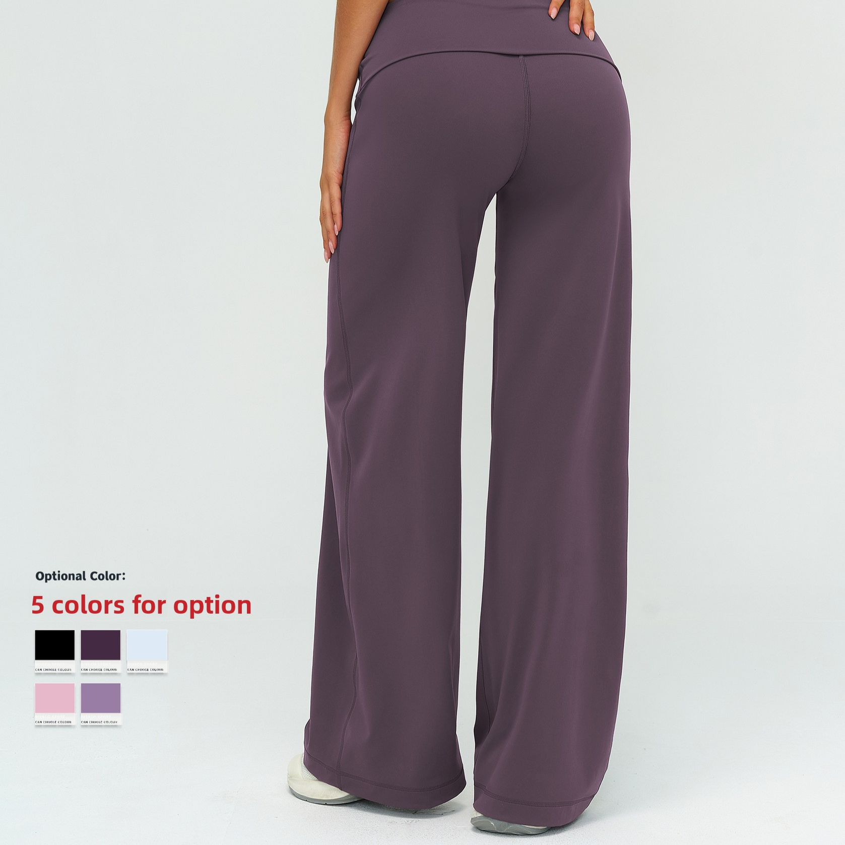 Women's Brushed Fleece Sport Pants – Fold-Over Waistband Yoga & Gym Leggings